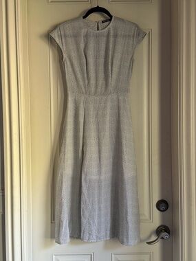 Nasty Gal White Midi Dress with Black Dot Print